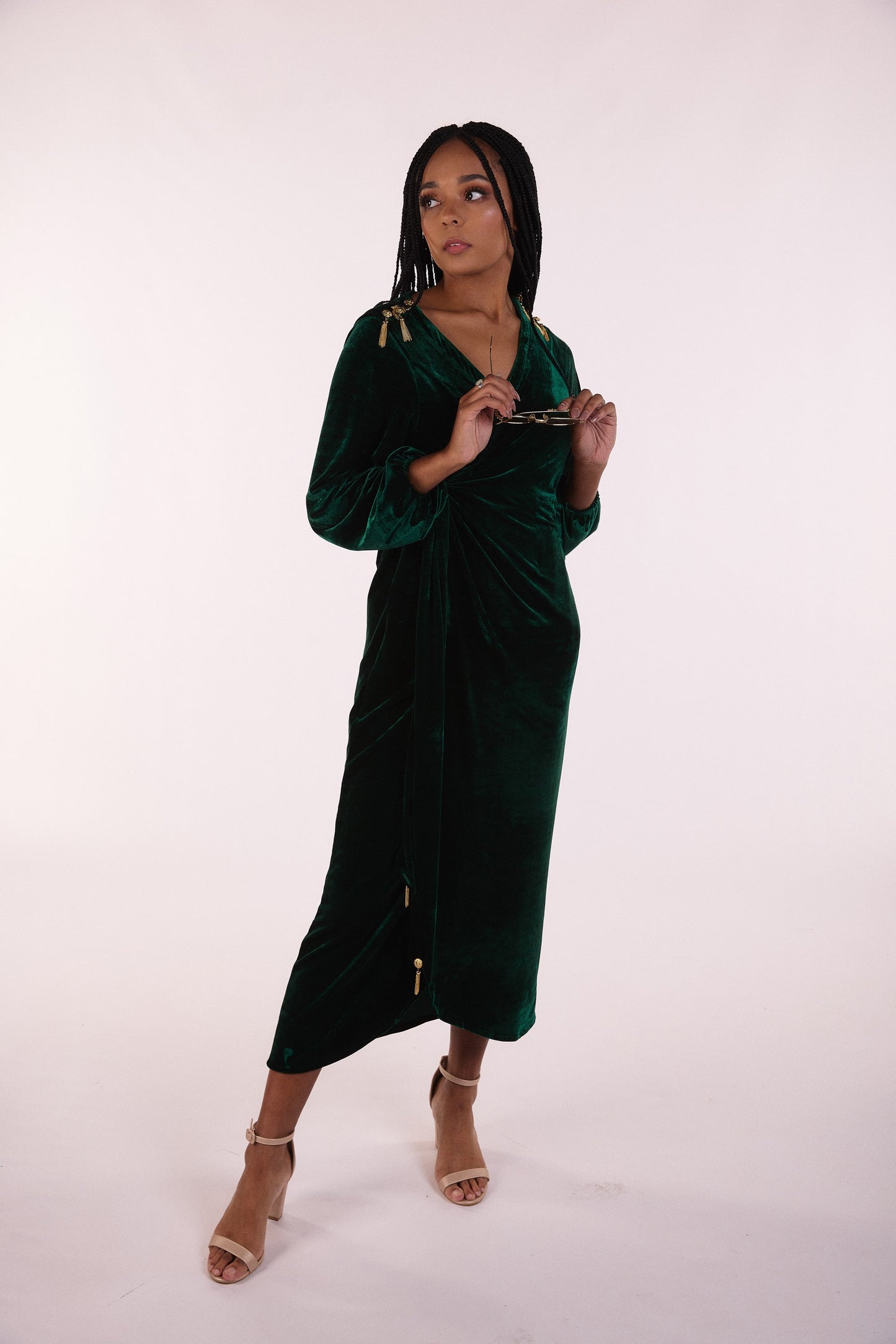 Emerald Velvet Wrap Dress – Modest ...